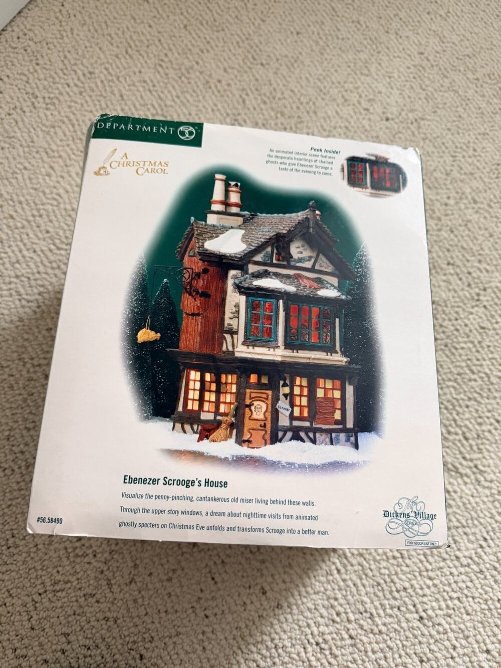 Department 56 Ebenezer Scrooge's House Dickens Village Animated Lighted 58490